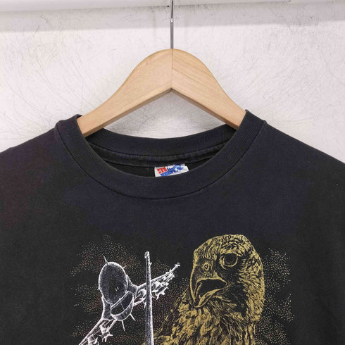 ヘインズ Hanes 90S USA製 black bird シングルステッチ クルーネックTシャツ アニマルプリント レディース L 14-16