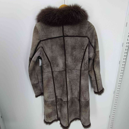 Real Fur 100% & Real Leather Mouton Long Coat リアルファー 100% & 本革 リアルレザー ムートン ロング コート レディース 3