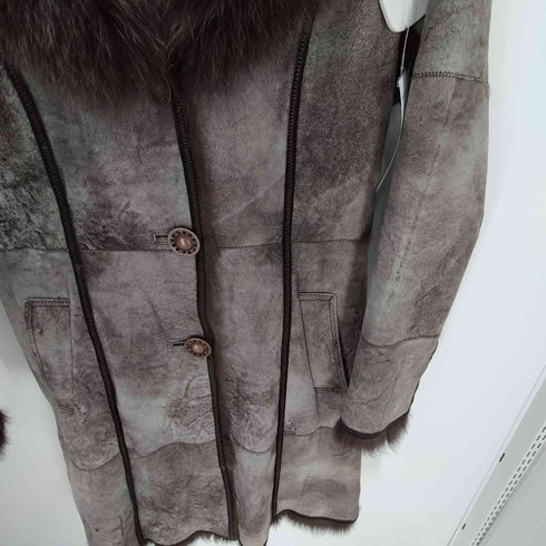 Real Fur 100% & Real Leather Mouton Long Coat リアルファー 100% & 本革 リアルレザー ムートン ロング コート レディース 3