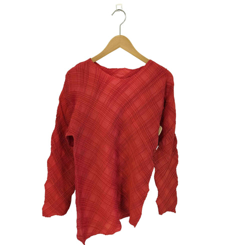 イッセイミヤケ ISSEY MIYAKE 95AW 銀タグ プリーツ チェック カットソー レディース JPN:L