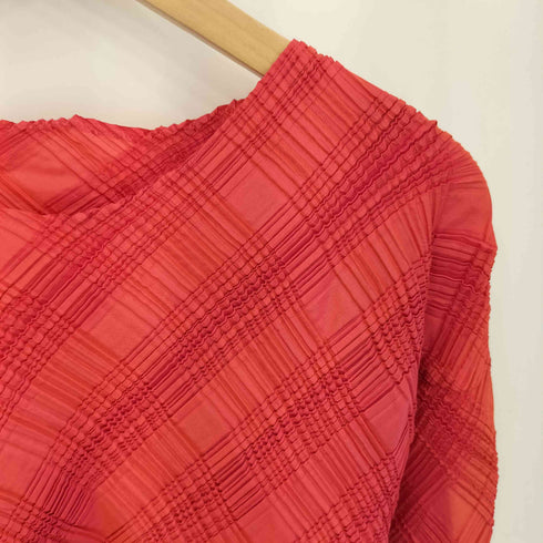 イッセイミヤケ ISSEY MIYAKE 95AW 銀タグ プリーツ チェック カットソー レディース JPN:L