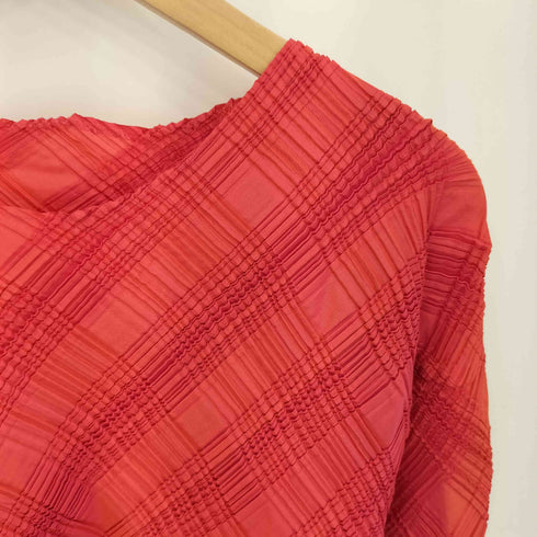 イッセイミヤケ ISSEY MIYAKE 95AW 銀タグ プリーツ チェック カットソー レディース JPN:L