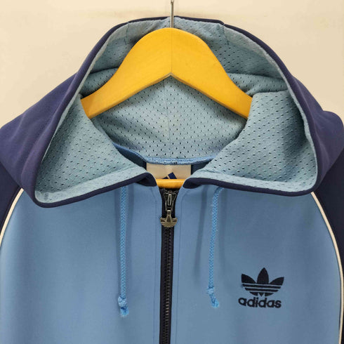 アディダス adidas 90S デサント製 トレフォイルロゴ 刺繍 ハーフジップ プルオーバー パーカー メンズ M-L