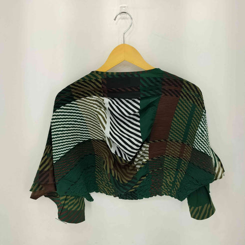 イッセイミヤケ ISSEY MIYAKE 03AW 銀タグ 総柄 プリーツ ショート丈 カーディガン レディース JPN:2