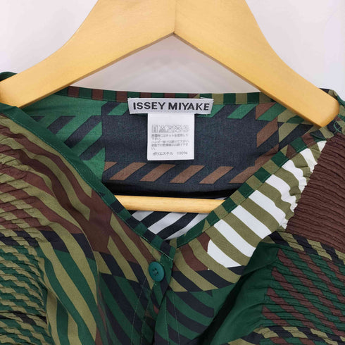 イッセイミヤケ ISSEY MIYAKE 03AW 銀タグ 総柄 プリーツ ショート丈 カーディガン レディース JPN:2