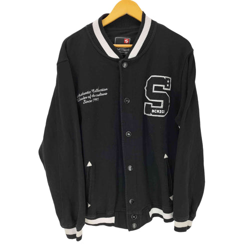 サウスポール SOUTHPOLE S ロゴ ワッペン 刺繍 スウェット スタジャン ジャケット ブルゾン メンズ import:XXL