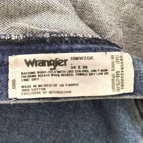 ラングラー Wrangler メキシコ製 13MWZGK インディゴ ジップフライ デニム パンツ メンズ 34×36