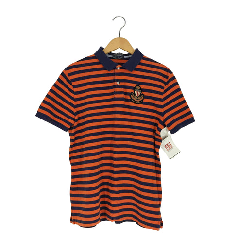ポロジーンズカンパニーラルフローレン POLO JEANS COMPANY RALPH LAUREN ロゴワッペン ボーダー 鹿の子ポロシャツ メンズ import:L