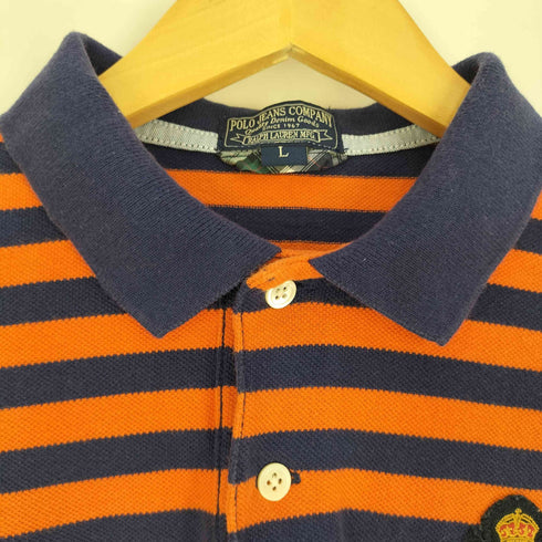 ポロジーンズカンパニーラルフローレン POLO JEANS COMPANY RALPH LAUREN ロゴワッペン ボーダー 鹿の子ポロシャツ メンズ import:L