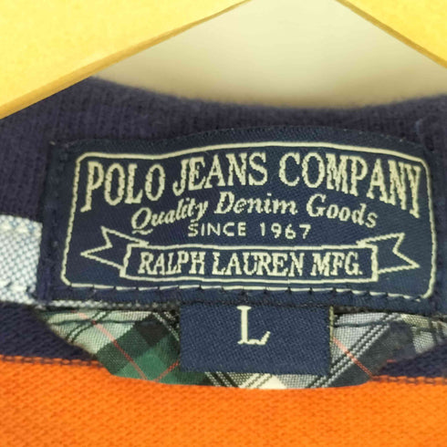 ポロジーンズカンパニーラルフローレン POLO JEANS COMPANY RALPH LAUREN ロゴワッペン ボーダー 鹿の子ポロシャツ メンズ import:L