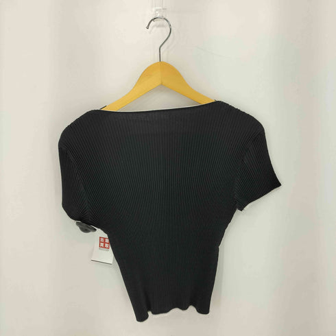 イッセイミヤケ ISSEY MIYAKE 00SS 銀タグ ラインデザイン Vネック タイト プリーツ カットソー レディース JPN:M