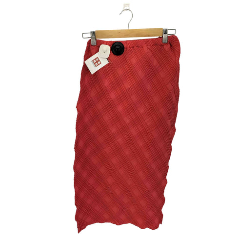 イッセイミヤケ ISSEY MIYAKE 95AW 銀タグ プリーツ チェックレッド スカート レディース JPN:M