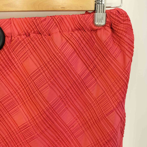イッセイミヤケ ISSEY MIYAKE 95AW 銀タグ プリーツ チェックレッド スカート レディース JPN:M