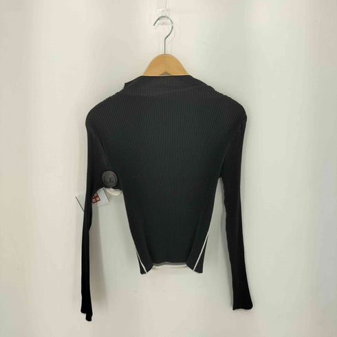 イッセイミヤケ ISSEY MIYAKE 00SS 銀タグ ラインデザイン モックネック タイト プリーツ 長袖カットソー レディース JPN:M