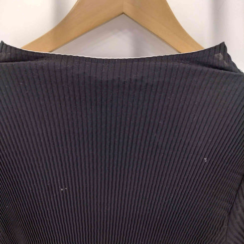 イッセイミヤケ ISSEY MIYAKE 00SS 銀タグ ラインデザイン モックネック タイト プリーツ 長袖カットソー レディース JPN:M