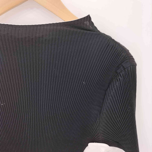 イッセイミヤケ ISSEY MIYAKE 00SS 銀タグ ラインデザイン モックネック タイト プリーツ 長袖カットソー レディース JPN:M