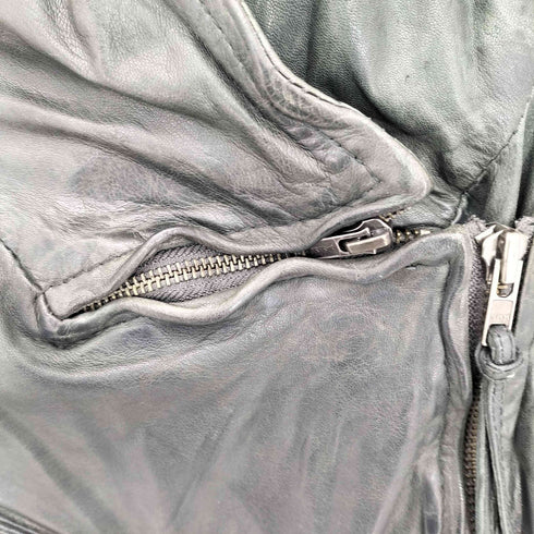 MUUBAA Y2K ラムレザー アシンメトリー マルチジップアップジャケット レディース 36