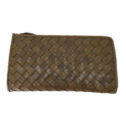 栃木レザー 編み込み ロングウォレット メンズ