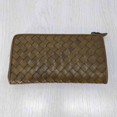 栃木レザー 編み込み ロングウォレット メンズ