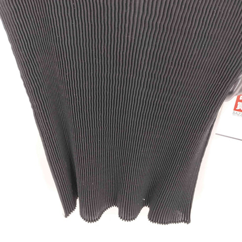 イッセイミヤケ ISSEY MIYAKE 00SS 銀タグ ラインデザイン Vネック タイト プリーツ ノースリーブカットソー レディース
