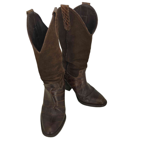 Duccio Del Duca クロコ型押し スエード ウエスタンブーツ レディース 36