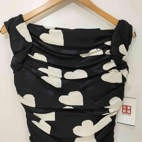 モスキーノ MOSCHINO ハート柄 シルク ノースリーブ ドレス レディース 38