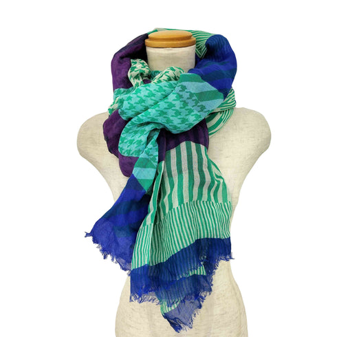 イッセイミヤケ ISSEY MIYAKE 03SS 銀タグ リネンシルク 総柄 ストール レディース