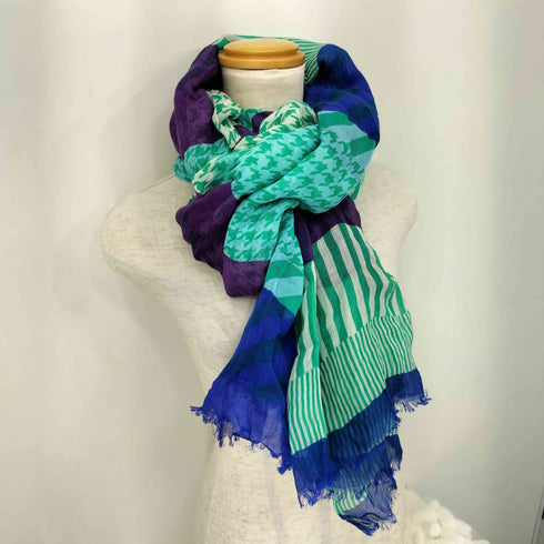 イッセイミヤケ ISSEY MIYAKE 03SS 銀タグ リネンシルク 総柄 ストール レディース