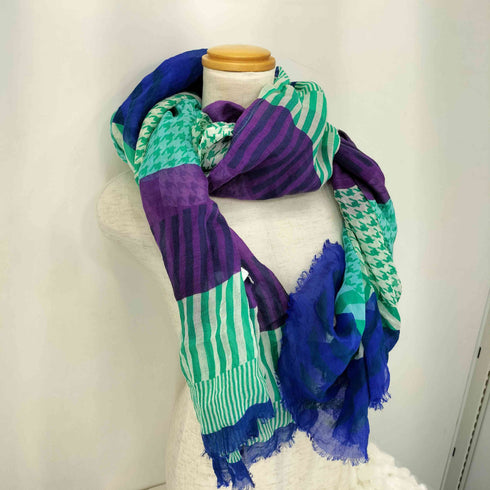 イッセイミヤケ ISSEY MIYAKE 03SS 銀タグ リネンシルク 総柄 ストール レディース