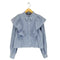 ザラ ZARA フリル クロップド ストライプ L/S シャツ ブラウス レディース import:M