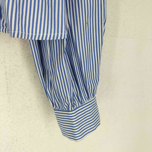 ザラ ZARA フリル クロップド ストライプ L/S シャツ ブラウス レディース import:M
