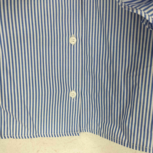 ザラ ZARA フリル クロップド ストライプ L/S シャツ ブラウス レディース import:M