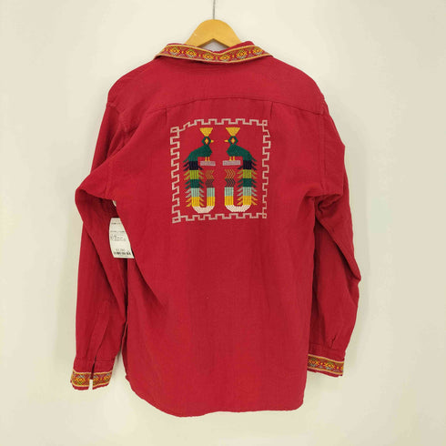 MAYAN MODERN 70s~80s 鳥刺繍 4ポケット オープンカラー グアテマラシャツ メンズ