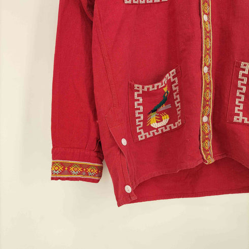MAYAN MODERN 70s~80s 鳥刺繍 4ポケット オープンカラー グアテマラシャツ メンズ