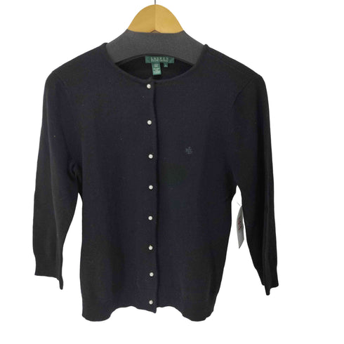 ローレンラルフローレン LAUREN RALPH LAUREN 刺繍ロゴ パールボタン カシミヤ混 カーディガン レディース import:S