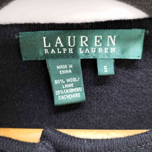 ローレンラルフローレン LAUREN RALPH LAUREN 刺繍ロゴ パールボタン カシミヤ混 カーディガン レディース import:S