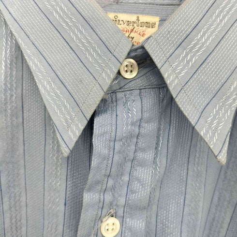 50-60s vintage 織柄 ストライプ マチ付 レギュラーカラーシャツ メンズ 14