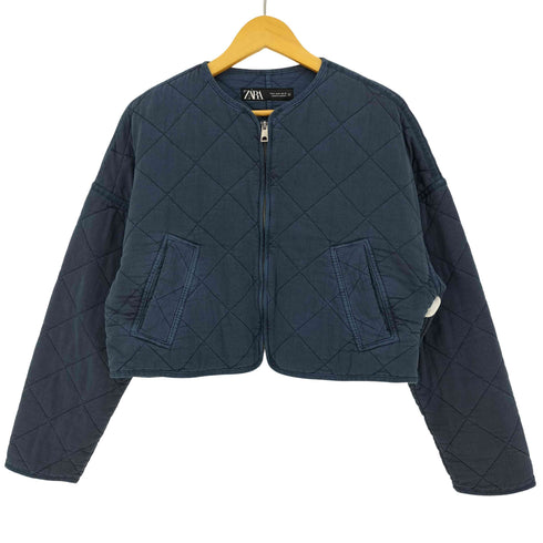 ザラ ZARA キルティング ノーカラー ジャケット レディース import:M