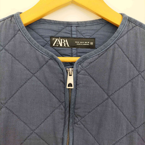 ザラ ZARA キルティング ノーカラー ジャケット レディース import:M