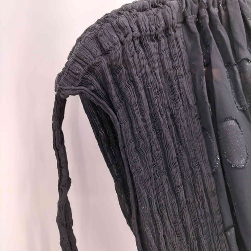 ミー イッセイミヤケ me ISSEY MIYAKE 10SS 異素材切替 サイドプリーツ シアー ラメ ポルカドット ノースリーブ ドレス ワンピース レディース