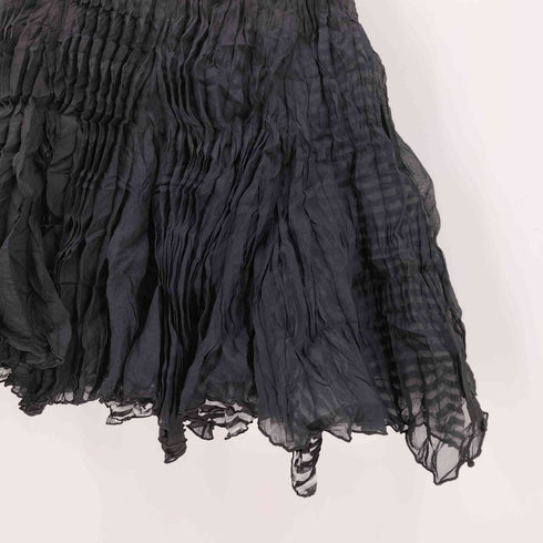 ミー イッセイミヤケ me ISSEY MIYAKE 07AW 裏地ストライプ プリーツ イージー スカート レディース