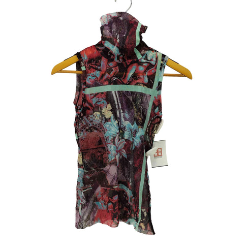 ジャンポールゴルチエ Jean Paul GAULTIER 90-00S 百合柄 ハイネック ノースリーブ パワーネット レディース FR:40