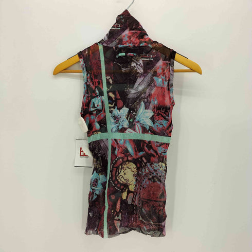 ジャンポールゴルチエ Jean Paul GAULTIER 90-00S 百合柄 ハイネック ノースリーブ パワーネット レディース FR:40