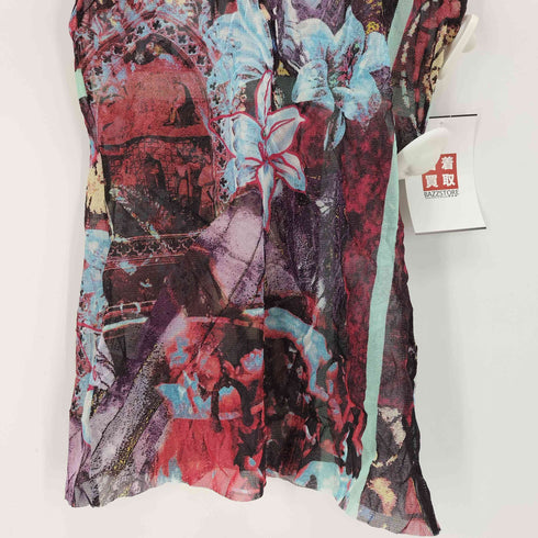 ジャンポールゴルチエ Jean Paul GAULTIER 90-00S 百合柄 ハイネック ノースリーブ パワーネット レディース FR:40