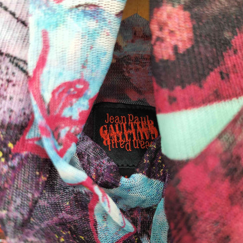 ジャンポールゴルチエ Jean Paul GAULTIER 90-00S 百合柄 ハイネック ノースリーブ パワーネット レディース FR:40