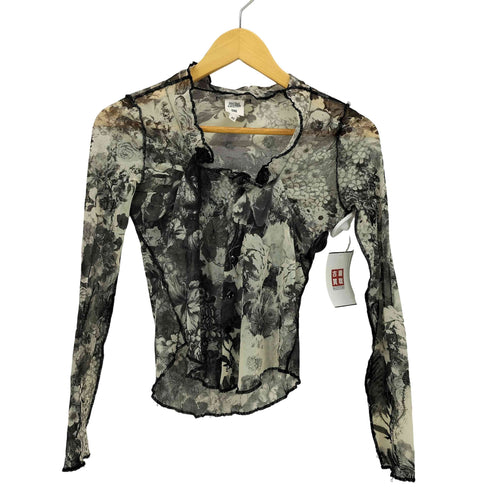 ジャンポールゴルチエフェム Jean Paul GAULTIER FEMME 90-00S カオスフラワーデザイン パワーネットカーディガン レディース FR:40