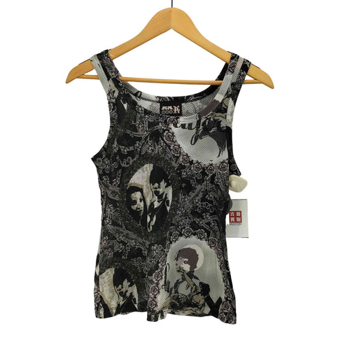 ジページェバイジャンポールゴルチエ JPG by GAULTIER 90-00S 総柄 グラフィックプリント メッシュ タンクトップ レディース FR:40