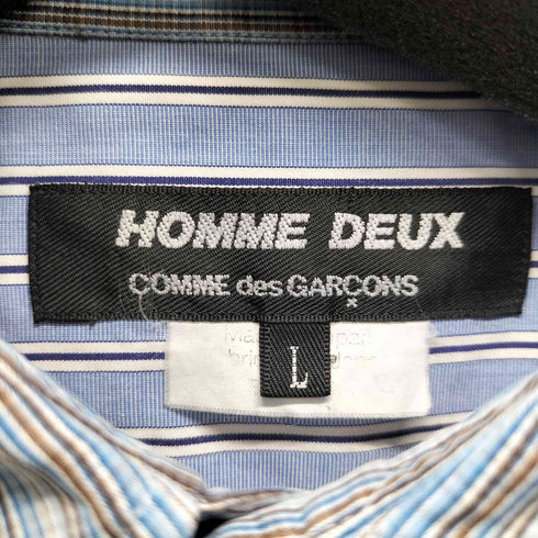 コムデギャルソンオムドゥ COMME des GARCONS HOMME DEUX 背面ストライプ切替 ミニチェック コットンブロード シャツ メンズ import:L