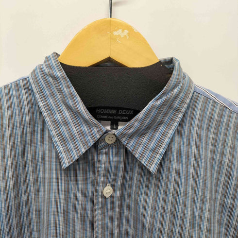 コムデギャルソンオムドゥ COMME des GARCONS HOMME DEUX 背面ストライプ切替 ミニチェック コットンブロード シャツ メンズ import:L