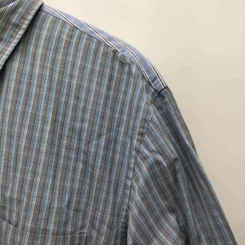 コムデギャルソンオムドゥ COMME des GARCONS HOMME DEUX 背面ストライプ切替 ミニチェック コットンブロード シャツ メンズ import:L